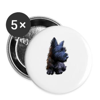 Illustration de l’aquarelle du chien Skye Terrier - Lot de 5 grands badges (56 mm) - blanc - Devant