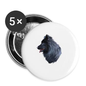 Illustration de l’aquarelle du chien lapphund suédois - Lot de 5 grands badges (56 mm) - blanc - Devant