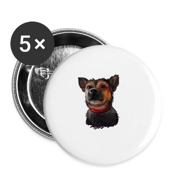 Ratonero Murciano Hund Aquarell Illustration - Buttons groß 56 mm (5er Pack) - Weiß - Vorne