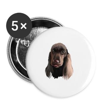 Field Spaniel Hund Aquarell Skizze Illustration - Buttons groß 56 mm (5er Pack) - Weiß - Vorne
