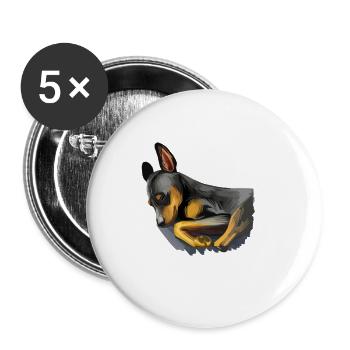 Miniatur Pinscher Welpe Hund Aquarell Illustrati - Buttons groß 56 mm (5er Pack) - Weiß - Vorne