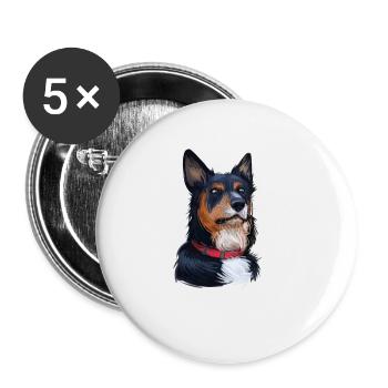 Welsh Sheepdog Dog Watercolor Art Illustration - Buttons large 2.2''/56 mm (5-pack) - white - Front