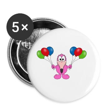 LUFTBALLONS - FLAMINGO - TIER - KIND - BABY - FUN - Buttons groß 56 mm (5er Pack) - Weiß - Vorne