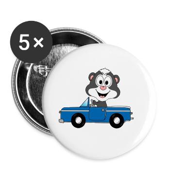 STINKTIER - AUTO - TIER - KIND - BABY - AUTOFAHRER - Buttons groß 56 mm (5er Pack) - Weiß - Vorne