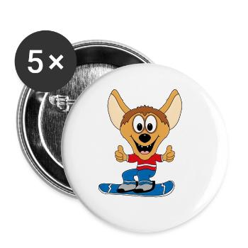 HYÄNE - SNOWBOARD - WINTERSPORT - SPORT - TIER - Buttons groß 56 mm (5er Pack) - Weiß - Vorne