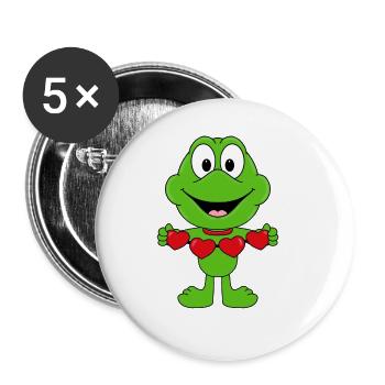 FROSCH - LIEBE - LOVE - TIER - KIND - BABY - Buttons groß 56 mm (5er Pack) - Weiß - Vorne