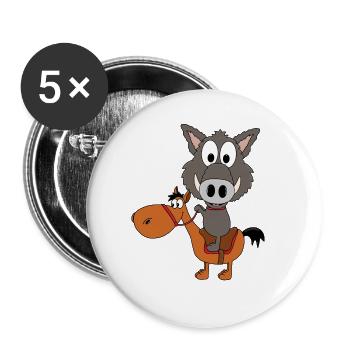 WILDSCHWEIN - PFERD - REITEN - TIERISCH - Buttons groß 56 mm (5er Pack) - Weiß - Vorne