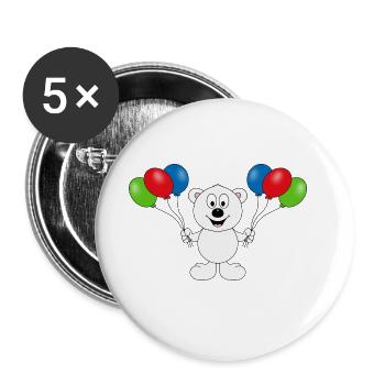 LUFTBALLONS - EISBÄR - TIER - KIND - BABY - Buttons groß 56 mm (5er Pack) - Weiß - Vorne