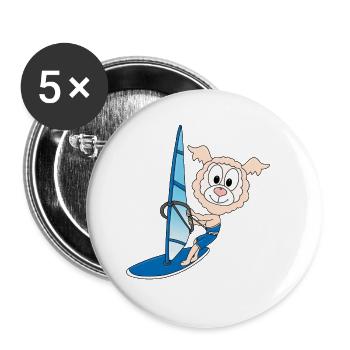 LAMA - ALPAKA - WINDSURFER - SURFER - TIER - KIND - Buttons groß 56 mm (5er Pack) - Weiß - Vorne