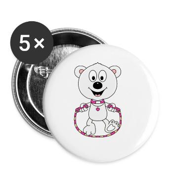 EISBÄR - SPRINGSEIL - TIER - KIND - BABY - Buttons groß 56 mm (5er Pack) - Weiß - Vorne