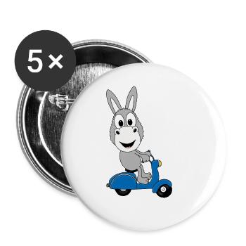 ESEL - ROLLER - TIER - TIERISCH - Buttons groß 56 mm (5er Pack) - Weiß - Vorne