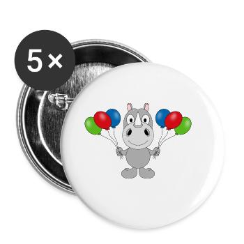 NASHORN - LUFTBALLONS - TIER - KIND - BABY - Buttons groß 56 mm (5er Pack) - Weiß - Vorne