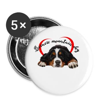 Berner Sennenhund - Buttons groß 56 mm (5er Pack) - Weiß - Vorne