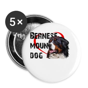 Berner Sennenhund - Buttons groß 56 mm (5er Pack) - Weiß - Vorne