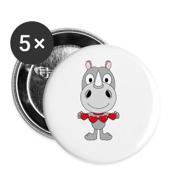 NASHORN - LIEBE - LOVE - TIERISCH - VERLIEBT - Buttons groß 56 mm (5er Pack) - Weiß - Vorne