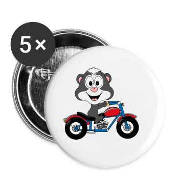 STINKTIER - MOTORRAD - BIKER - TIER - TIERISCH - Buttons groß 56 mm (5er Pack) - Weiß - Vorne