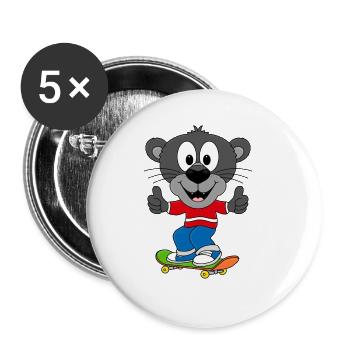 PANTHER - SKATEBOARD - TIER - KIND - BABY - SPORT - Buttons groß 56 mm (5er Pack) - Weiß - Vorne