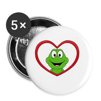 LIEBE - LOVE - FROSCH - TIER - KIND - BABY - FUN - Buttons groß 56 mm (5er Pack) - Weiß - Vorne