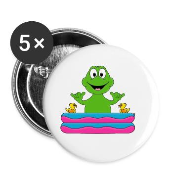 PLANSCHBECKEN - POOL - FROSCH - TIER - BABY - Buttons groß 56 mm (5er Pack) - Weiß - Vorne