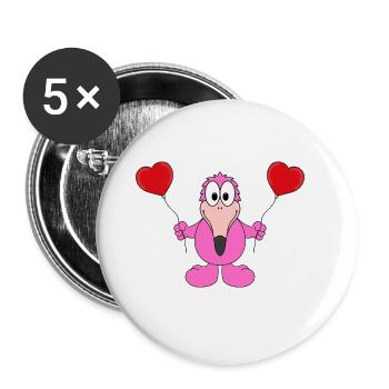 FLAMINGO - LIEBE - LOVE - VERLIEBT - TIERISCH - Buttons groß 56 mm (5er Pack) - Weiß - Vorne