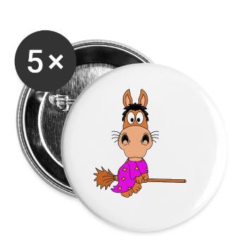 PFERD - HEXE - HALLOWEEN - TIER - TIERISCH - PONY - Buttons groß 56 mm (5er Pack) - Weiß - Vorne
