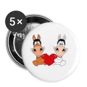 PFERDE - PFERD - HERZ - LIEBE - LOVE - REITEN - Buttons groß 56 mm (5er Pack) - Weiß - Vorne