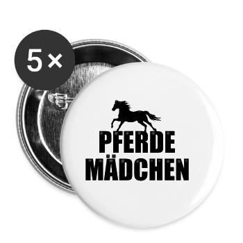 PFERDEMÄDCHEN - PFERD - PONY - REITEN - REITERIN - Buttons groß 56 mm (5er Pack) - Weiß - Vorne