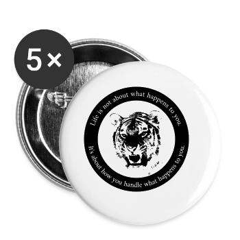 Inspiring saying Tiger Motivation Mindset - Buttons large 2.2''/56 mm (5-pack) - white - Front