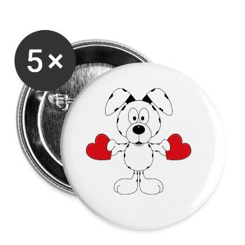 HUND - LIEBE - TIER - TIERLIEB - HERZEN - BABY - Buttons groß 56 mm (5er Pack) - Weiß - Vorne