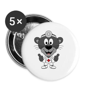TIERARZT - ARZT - DOCTOR - PANTHER - TIERISCH - Buttons groß 56 mm (5er Pack) - Weiß - Vorne