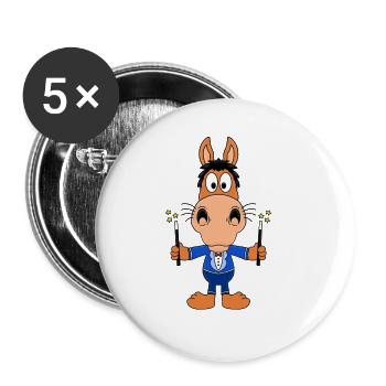 ZAUBERER - ZAUBERN - PFERD - PONY - REITEN - TIER - Buttons groß 56 mm (5er Pack) - Weiß - Vorne
