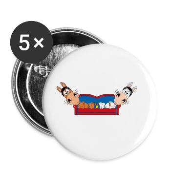 PFERD - PONYS - SOFA - PAUSE - RELAXEN - CHILLEN - Buttons groß 56 mm (5er Pack) - Weiß - Vorne