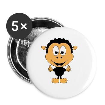 SCHWARZES SCHAF - TIER - TIERISCH - GUT - SUPER - Buttons groß 56 mm (5er Pack) - Weiß - Vorne