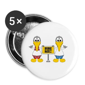 MÖWEN - HEIMAT IST, WO DAS MEER IST. - Buttons groß 56 mm (5er Pack) - Weiß - Vorne