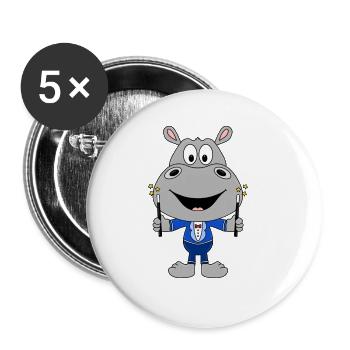 ZAUBERER - ZAUBERN - MAGIE - NILPFERD - FLUSSPFERD - Buttons groß 56 mm (5er Pack) - Weiß - Vorne