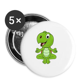 YOGA - PILATES - SCHILDKRÖTE - TIERISCH - TIER - Buttons groß 56 mm (5er Pack) - Weiß - Vorne