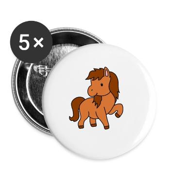PONY - PFERD - REITEN - REITERIN - TIER - Buttons groß 56 mm (5er Pack) - Weiß - Vorne