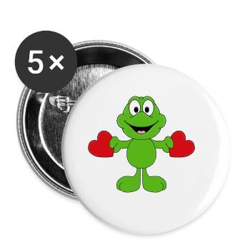 LIEBE - LOVE - HERZEN - VERLIEBT - FROSCH - TIER - Buttons groß 56 mm (5er Pack) - Weiß - Vorne