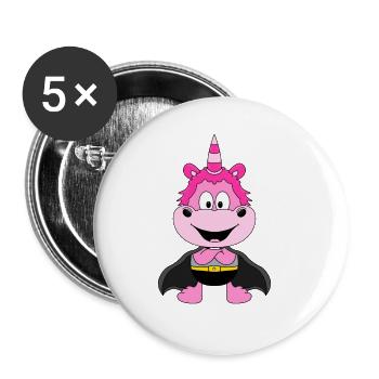 SUPERHELD - EINHORN - PFERD - PONY - KIND - BABY - Buttons groß 56 mm (5er Pack) - Weiß - Vorne