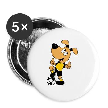 HUND - FUßBALLSPIELER - SPORT - FUßBALL - KINDER - Buttons groß 56 mm (5er Pack) - Weiß - Vorne