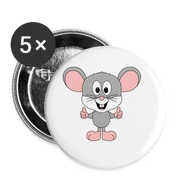 MAUS - SUPER - GUT - TIERISCH - LIKE - LIKEN - Buttons groß 56 mm (5er Pack) - Weiß - Vorne