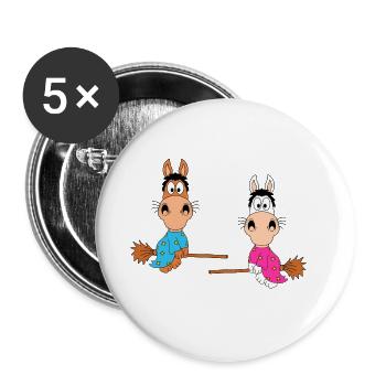 PFERDE - PONYS - HEXEN - HALLOWEEN - LIEBE - LOVE - Buttons groß 56 mm (5er Pack) - Weiß - Vorne
