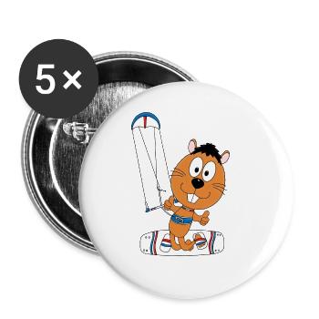 BIBER - OTTER - MARDER - KITER - KITE - KITESURFER - Buttons groß 56 mm (5er Pack) - Weiß - Vorne