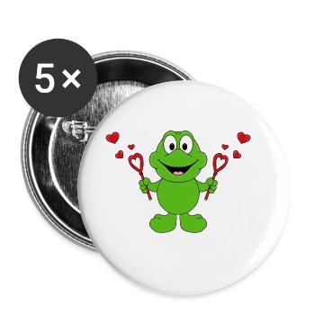 FROSCH - SEIFENBLASEN - LIEBE - TIER - VERLIEBT - Buttons groß 56 mm (5er Pack) - Weiß - Vorne