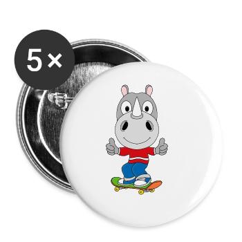 NASHORN - SKATER - SKATEBOARD - TIER - TIERISCH - Buttons groß 56 mm (5er Pack) - Weiß - Vorne