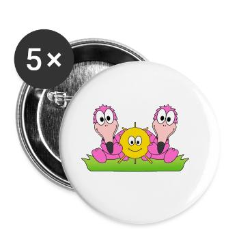 FLAMINGOS - LIEBE - SOMMER - SONNE - SONNENSCHEIN - Buttons groß 56 mm (5er Pack) - Weiß - Vorne