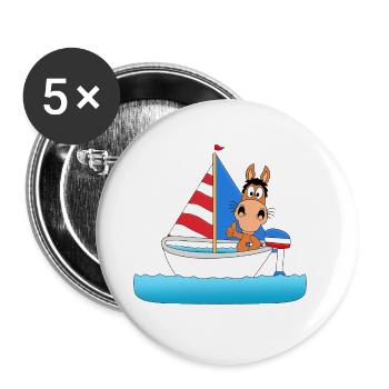 PFERD - PONY - SEGELN - SEGELBOOT - KAPITÄN - Buttons groß 56 mm (5er Pack) - Weiß - Vorne