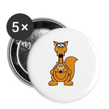 KÄNGURUS - BABY - MAMA - KIND - KÄNGURU - TIERE - Buttons groß 56 mm (5er Pack) - Weiß - Vorne