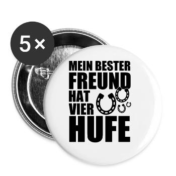 MEIN BESTER FREUND HAT VIER HUFE - PFERD - PONY - Buttons groß 56 mm (5er Pack) - Weiß - Vorne