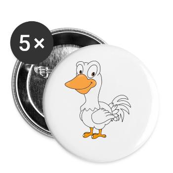 GANS - GÄNSE - BAUERNHOF - BAUER - BÄUERIN - TIER - Buttons groß 56 mm (5er Pack) - Weiß - Vorne